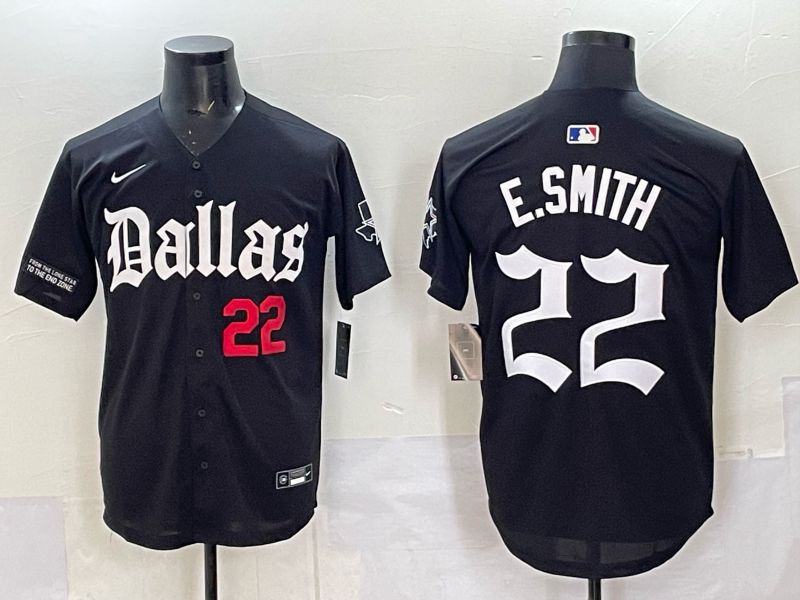 Men 2025 Nike Dallas Cowboys #22 E.Smith Black 5th generation Joint Name Limited NFL Jersey 010